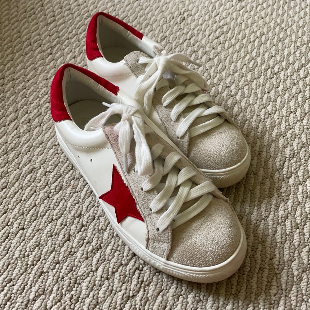 White and Red star sneakers